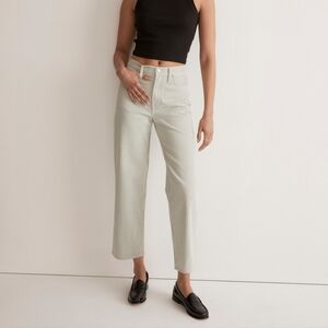 Madewell Sz 31 The perfect vintage wide leg crop Pant in Pale Celadon Stripe